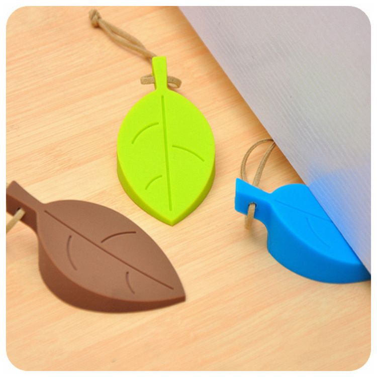 Creative leaf silicone door file children's anti-clamping handheld security door card soft door block can hang door stopper