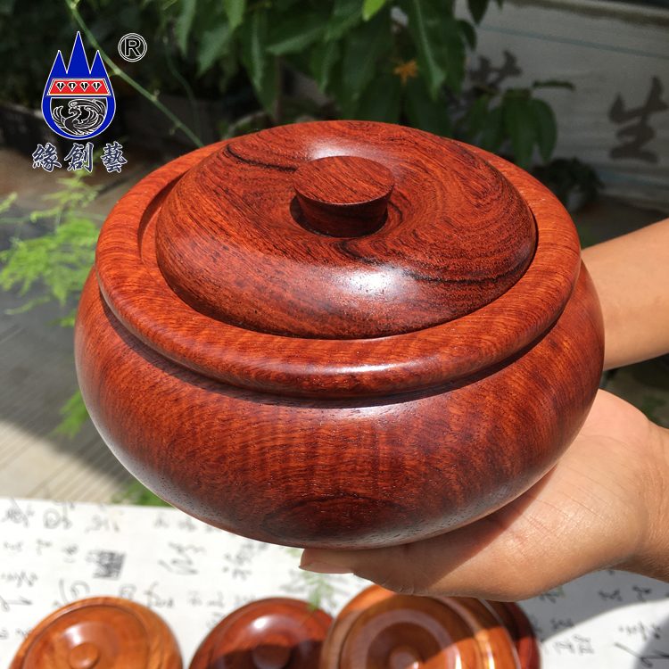 Red Wood Storage Tank Burmese Flowers Pear Solid Wood Eight Precious Boxes Whole Wood With Lid Fruit Basin Tabletop Intake Jar Storage Box