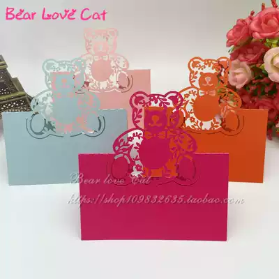 Hollow cartoon cute bear birthday seat card baby full moon banquet table card party seat card 30