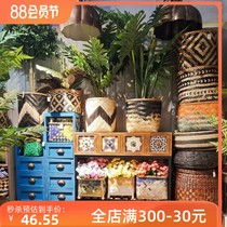 Vietnamese bamboo woven baskets rattan woven flower baskets straw woven flower pots seaweed storage flower utensils storage baskets flower baskets