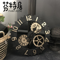Vintage industrial style hanging watch Creative personality hair salon clock decoration gear wall clock wall clock wall pendant