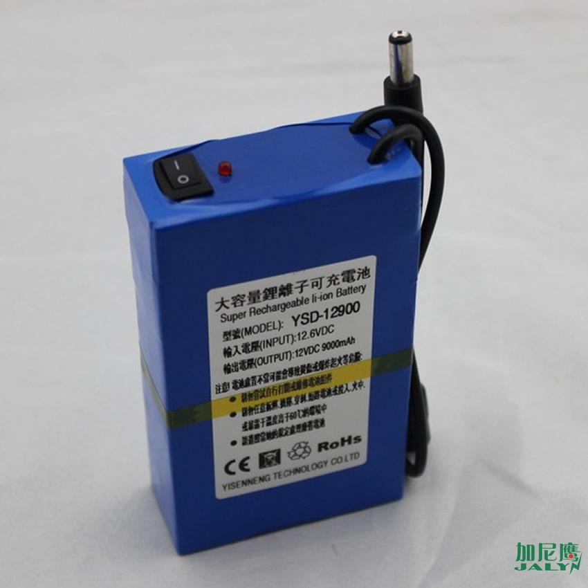 9000mAh lithium battery, rechargeable, 12V one in and one out, with switch control, power supply for ice fishing equipment
