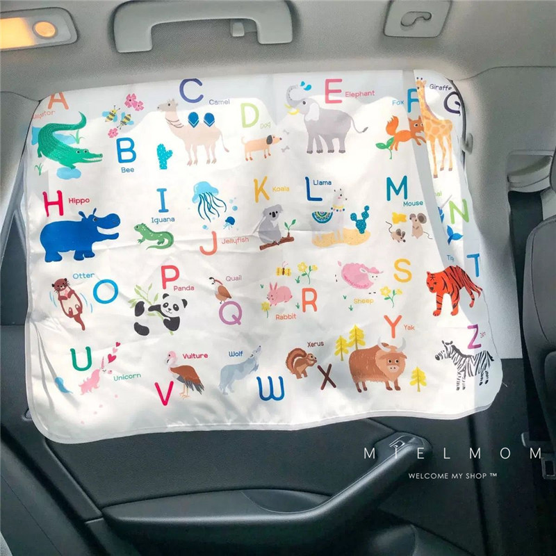 mielmom Korea ins car blinds side window heat insulation shading curtain cartoon children magnetic shade curtain