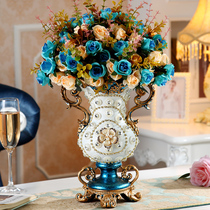 European-style large vase high-end luxury living room floor-to-ceiling flower arrangement TV cabinet home decoration retro ornaments