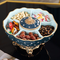 European style high-end dried fruit plate living room coffee table creative with lid rotating candy box light luxury furnishings split nut plate
