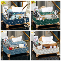 Light luxury tissue box multi-function remote control storage box European living room household napkin box creative paper box