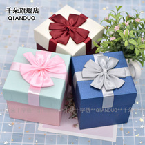Cross stitch gift box Bow gift box Valentines Day gift box Birthday gift box Square carton