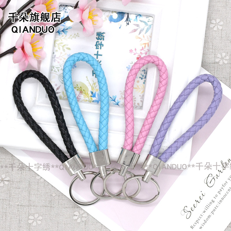 Car keychain leather rope cross stitch key chain accessories pendant men and women couples model car with 2 yuan each