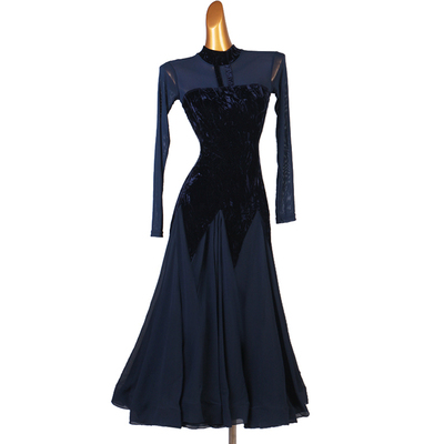 Black Ballroom dance dresses for women Girls Diamond velvet modern dance dress performance dress