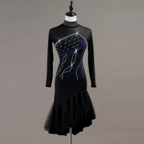 New high-collar Latin dance dress competition performance dress backless rumba Chia samba dance dress three-step dance dress