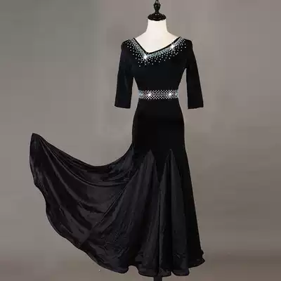 New slant shoulder modern dance dress Costume National Standard dance social dance social dance big swing dress Waltz square dance dress