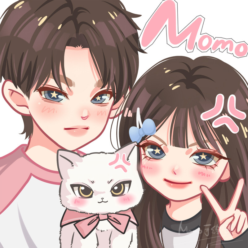 Duck Duck Wind Hand-painted Head Portrait Making Couple Portrait Cartoon Q Version Live-action Photo Comic avatar design Animation-Taobao