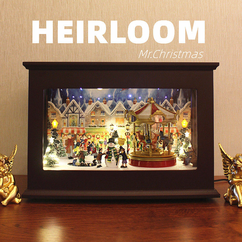 Mr Christmas wood handmade music box swivel Trojan horse sends girl wife's birthday lover Six section