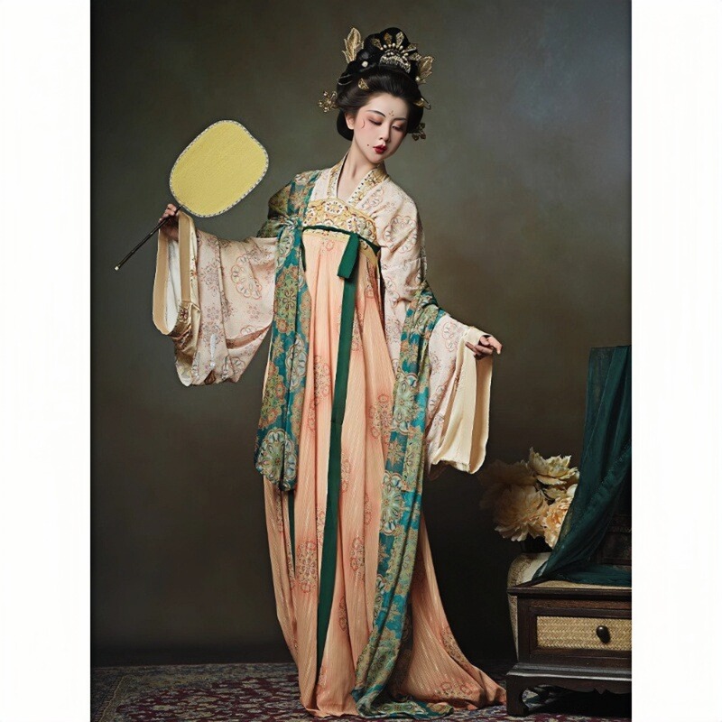 Authentic Tang Dynasty Hanfu Women's Chest-Length Skirt [Great Tang Dynasty Young Master] Dunhuang National Style Ancient Costume Elegant and Luxurious Large Sleeve Set