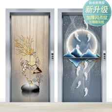Наклейки на дверь 加厚防水电梯门贴纸木门创意翻新自粘整张轻奢遮丑入户门装饰贴画