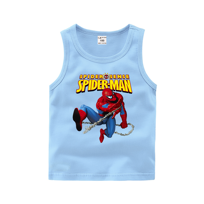 Childrens vest mùa hè mỏng 3 bé trai vest bông 5 tuổi bottomshirt Spider-Man Superman childrens mặc.