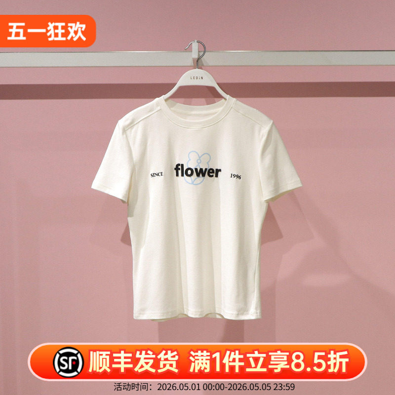 C2CNG1322 LeDing レディース服 2026年春新作 本格刺繍入り半袖Tシャツ C2CNG1322K1