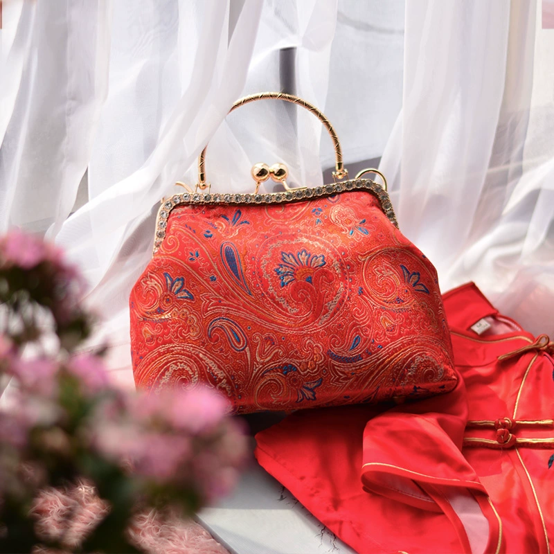 [Đuôi phượng cô dâu] ​​Túi vàng trang nhã chất liệu tự làm túi cưới sườn xám túi lớn quà cưới màu đỏ - Công cụ & vật liệu may DIY