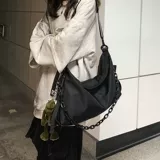 Вместительная и большая черная сумка через плечо для отдыха на одно плечо, подходит для студента