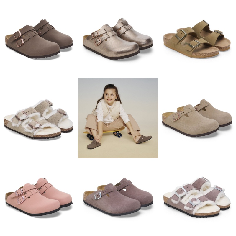 In Stock Birkenstock Children's Cork Sandals Slippers Plush Fur Shoes Kids Shoes