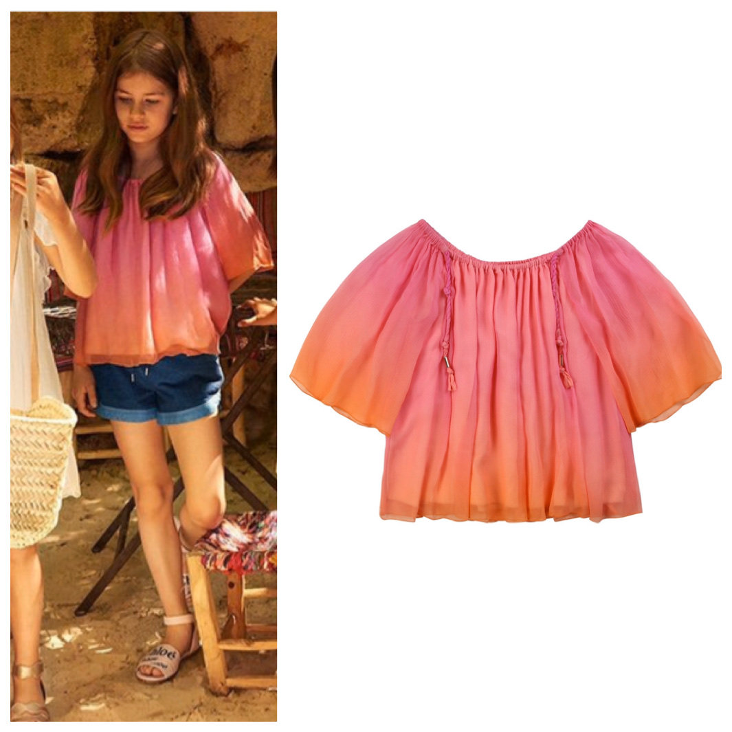 Spot chloe 20 spring and summer new children's pink silk top T-shirt