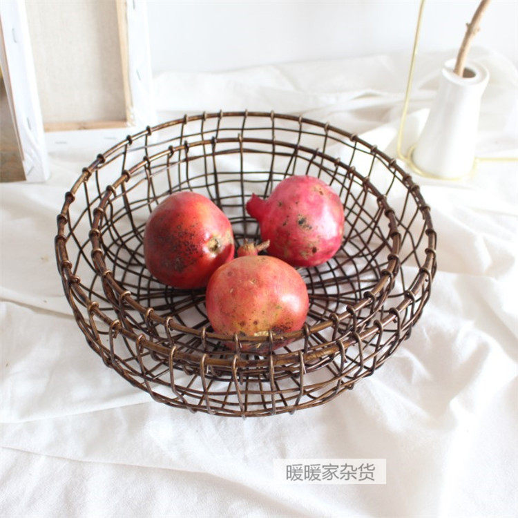 ZAKKA Day Style Iron Art Retro Bronze Containing Basket of fruit basket bread basket handmade with old dried fruit basket shooting props