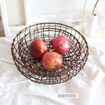 ZAKKA Japanese-style wrought iron retro copper storage basket fruit basket bread basket hand-woven old dried fruit basket shooting props