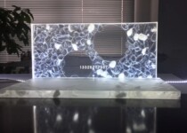 Pure natural crystal grain particle resin art Board hotel sales office screen partition background light plate sample