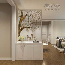 Art glass custom-made living room entrance aisle screen partition frosted translucent painted engraving tempered 2022 deer