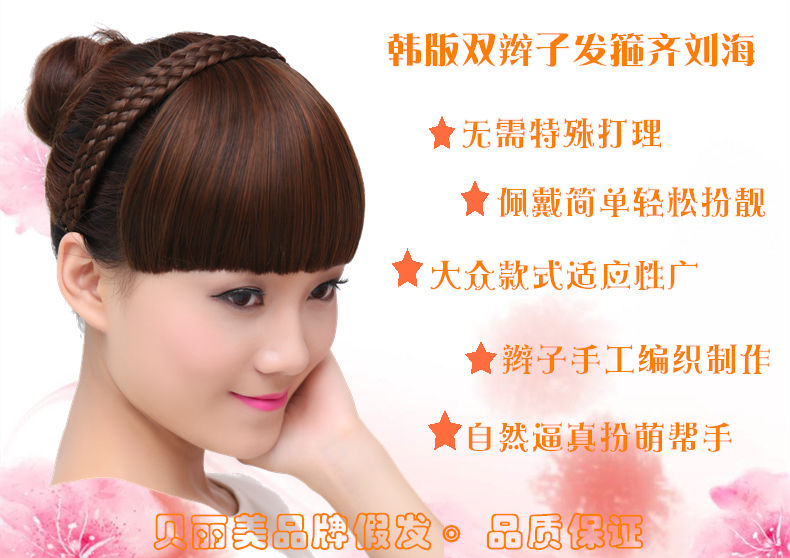 False Bangs Wig Female Braid Braids Hair Hoop Headband Hairpin