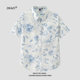 Combed cotton Hawaiian flower shirt men's short-sleeved high-end half-sleeved Hong Kong style seaside resort shirt handsome pure cotton