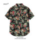 Combed cotton high-end men's short-sleeved floral shirt Southeast Asian Hong Kong style retro rose floral handsome shirt thin section