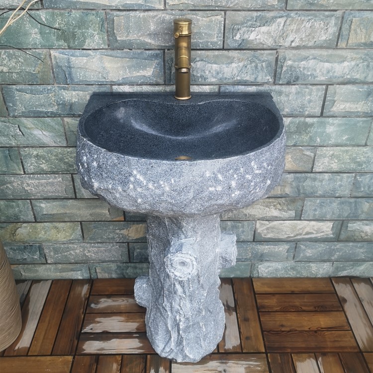 Natural stone washbasin Balcony column basin Vintage basin Powder room sink Outdoor floor washbasin