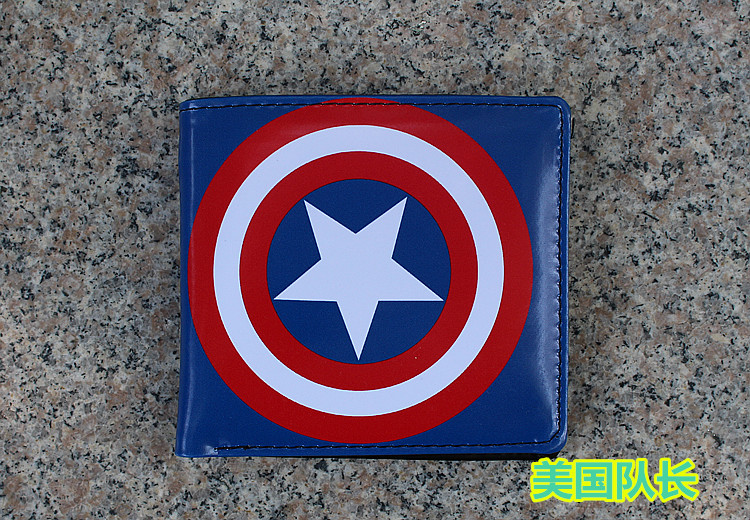 Anime Cartoon Ví ngắn Iron Man Trường tiểu học và trung học Slim Wallet Cậu bé Mỹ Captain Captain Coin - Ví tiền ví đựng card