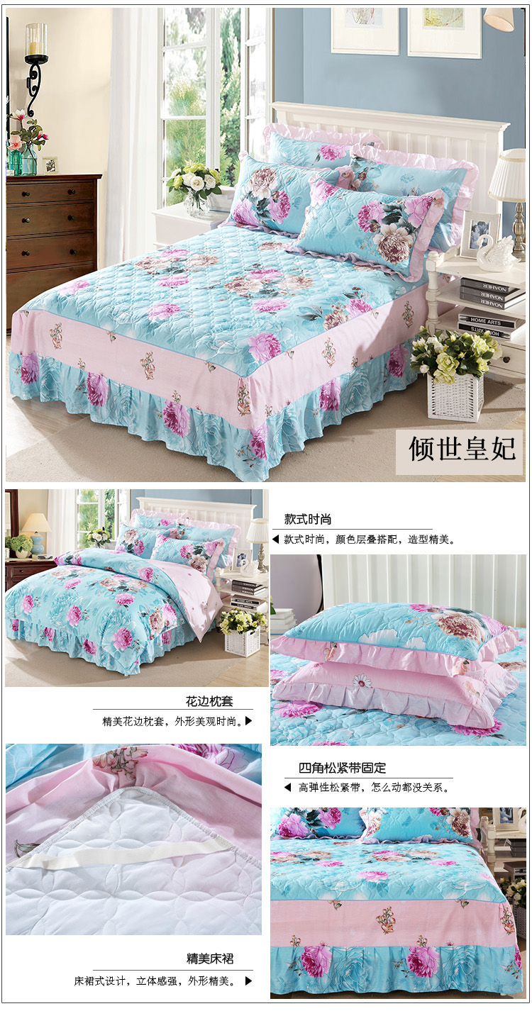 Cộng với chăn bông đệm bông giường bốn bộ chăn ga gối đệm bông phong cách bộ giường 1,5m1,8 m váy giường