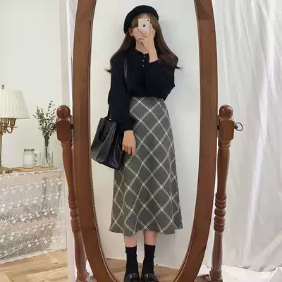 Noble women's sweater jacket Chen Jie kiki live high-waisted plaid skirt beautiful little aunt