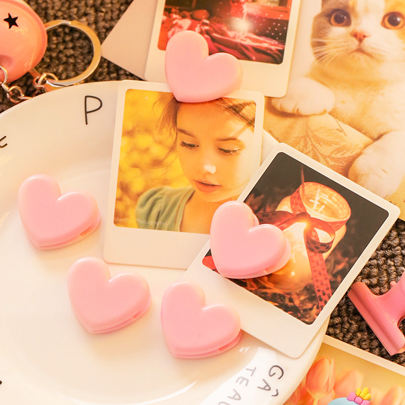 Cute Pink Trim Small Clip Day Ensemble Teenage Girl Hearts Love Clip Decorative Photo Clip Information Containing Clip Closure Clip