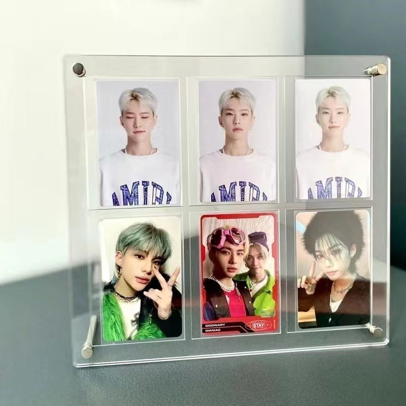 Nine-Grid Photo Frame Double-Sided Transparent Acrylic Display Stand 3inch Standee Storage DIY Polaroid Photo Card Display Rack