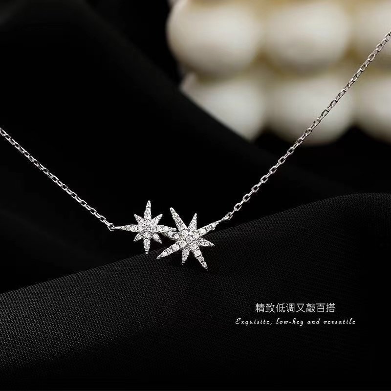 Six-Pointed Star Necklace for Women, Niche Design, Minimalist Style, Light Luxury Clavicle Chain, High-End Feel, 2025 New Popular Model