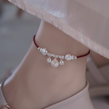 Palace Bell Red String Anklet for Women 2025 New Trendy Zodiac Year Exotic Style Anklet That Rings with Every Step Women's Foot Chain