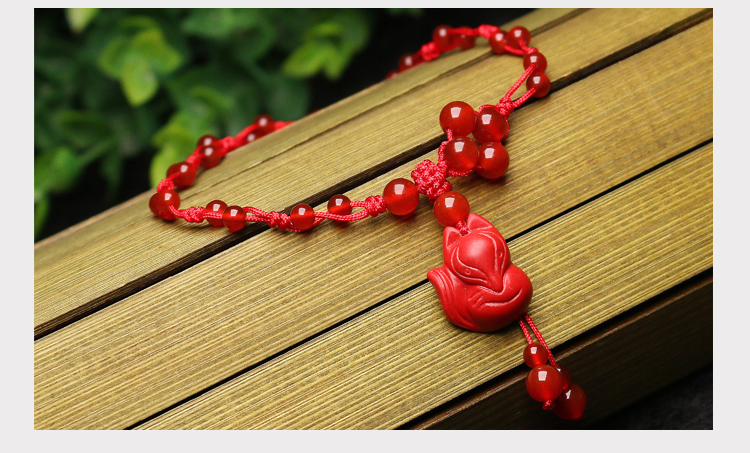 Trang sức hoàn toàn tự nhiên Mã não đỏ cinnabar Con cáo dây đỏ năm nay May mắn chống lại ba nhỏ những mẫu lắc chân đẹp nhất