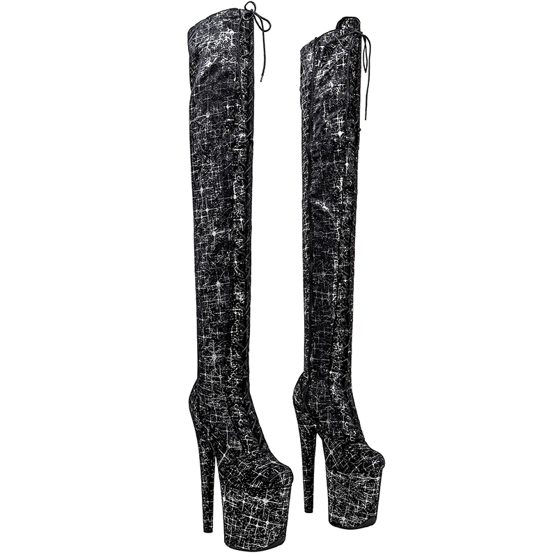 Leecabe New Stage Walking Show High Heels Boots Sexy Steel Tubes Dancing High Heels Photo Writing True Dance Shoes 5B