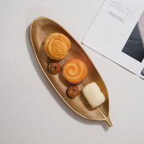 INS simple Nordic snack candy plate living room home dining table storage plate creative golden tray decoration ornaments