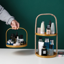 Cosmetics storage box Wrought iron birdcage desktop shelf Creative dresser Skin care products lipstick perfume finishing rack