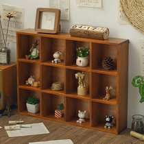 Retro wall-mounted wall storage rack Wooden zodiac grid desktop storage box decoration blind box storage rack zakka