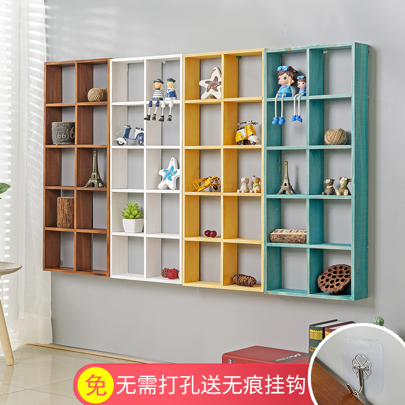Retro Rustic Decorative Wall Storage Display Rack Display Cabinet Can