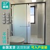 One-line gun gray stainless steel extremely narrow minimalist shower room bathroom oil sand tempered glass sliding door partition