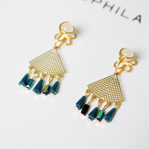 Handmade simple Joker earhole painless ear clip mosquito repellent incense plate ear clip tassel retro chalcedony Korean earrings earrings