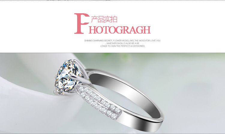 S925 sterling bạc đôi kim cương nhẫn trang sức giả kim cương nhẫn - Nhẫn nhẫn đồng tiền