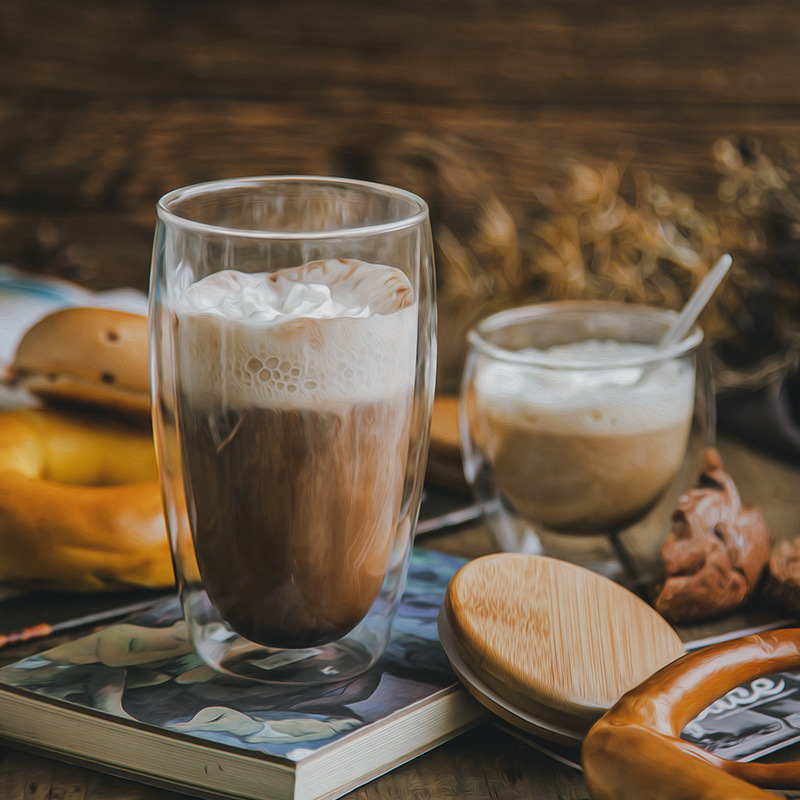 Denmark double-layer glass insulated water cup latte coffee cup creative thread transparent cup 250 350ml